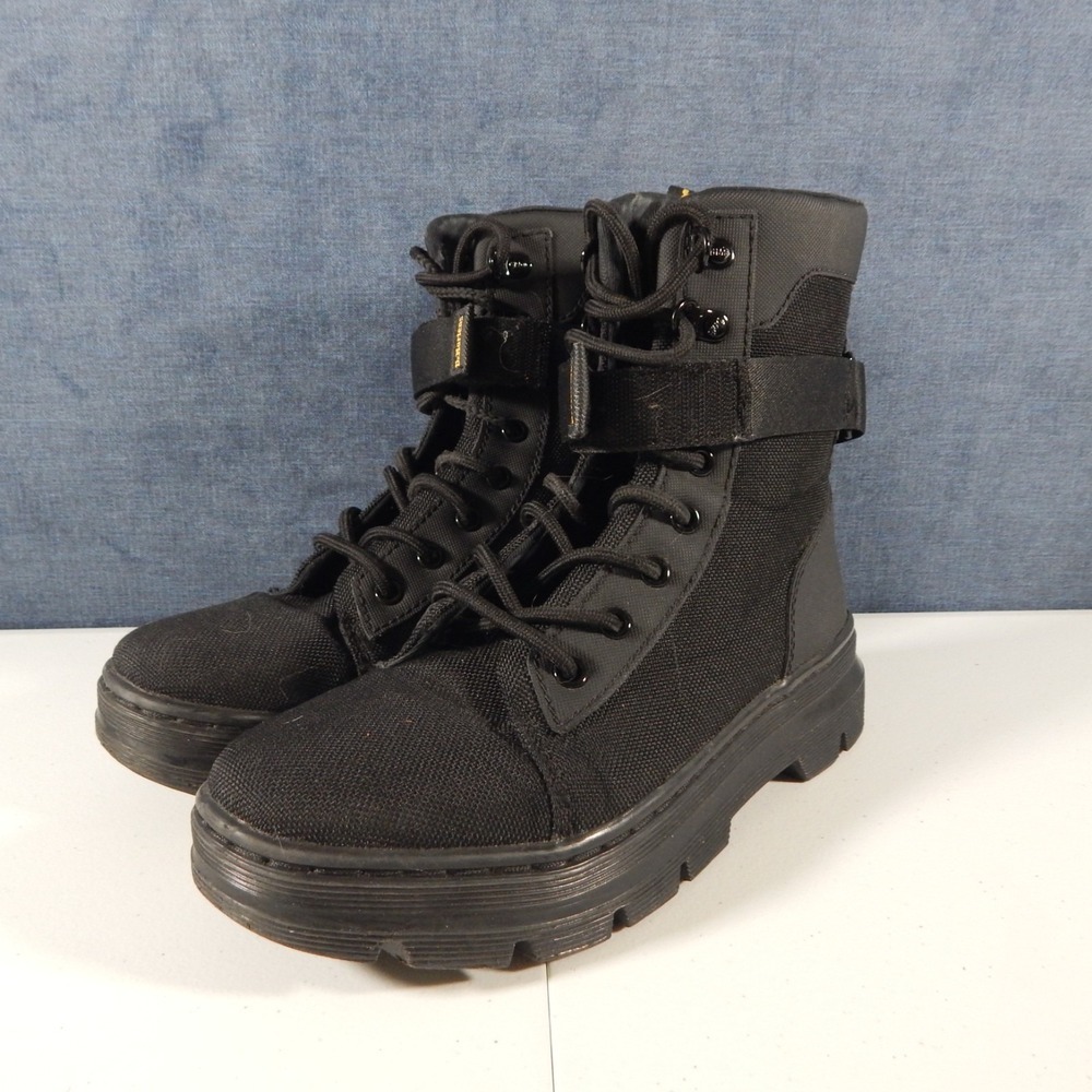 Dr. Doc Martens Combs Tech Boots Unisex M5/W6 Black Ankle High Combat Shoes - Picture 3 of 9